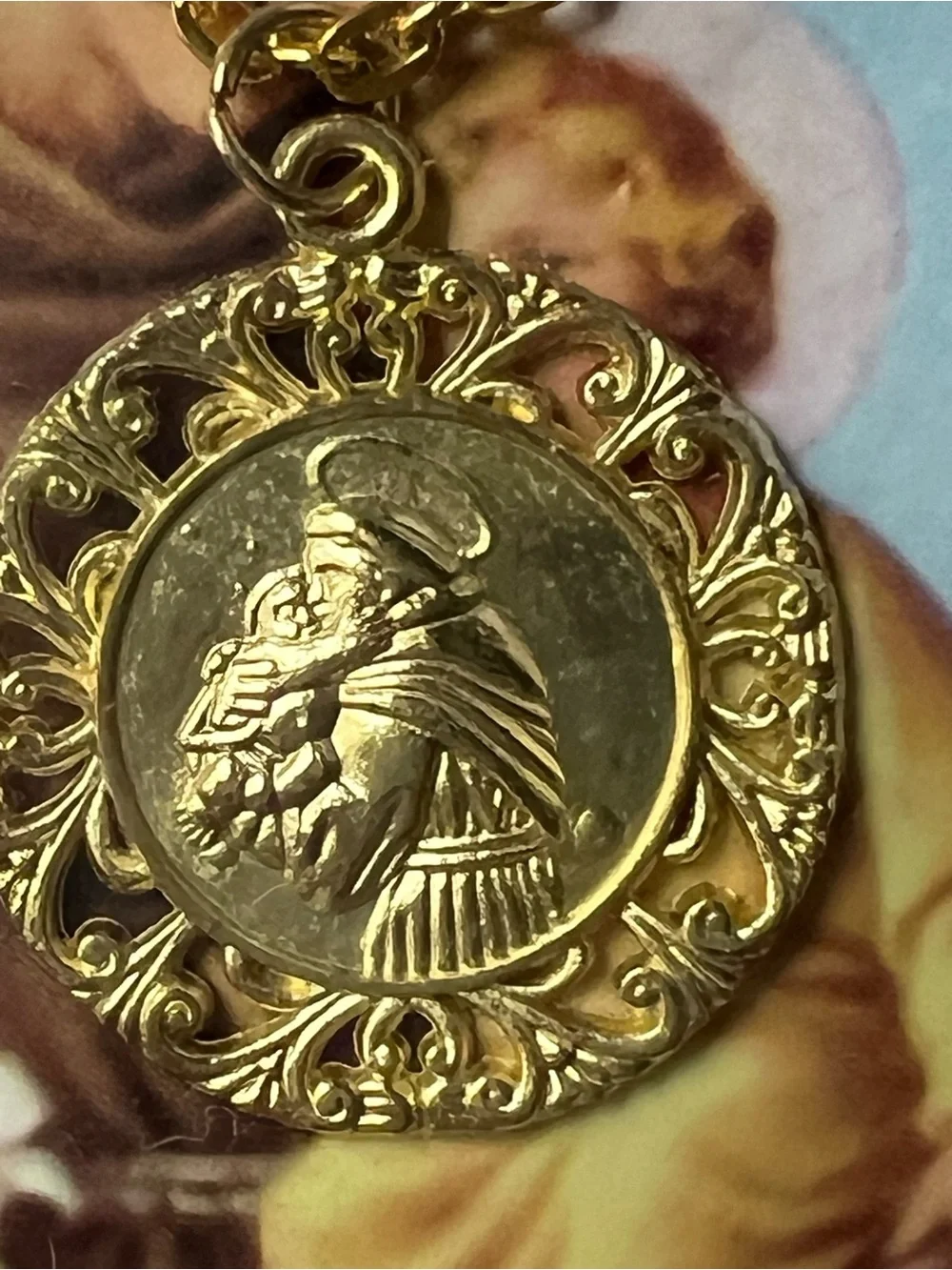 St. Anthony & Madonna Prayer Card Necklaces - Religious Medal Set, Blue & Black
